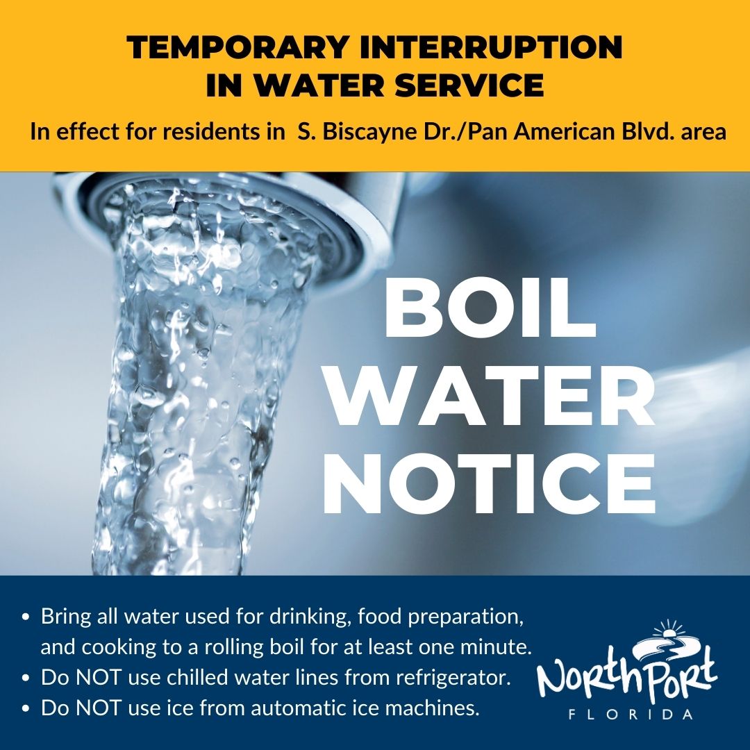 Boil Water Notice issued for S. Biscayne Drive and Pan American